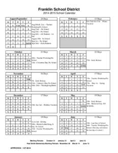 Franklin School District[removed]School Calendar 24 Days August/September M