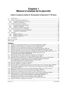 Chapitre 1 Mesure et analyse de la pauvreté Aline Coudouel, Jesko S. Hentschel et Quentin T. Wodon 1.1  Introduction ......................................................................................................