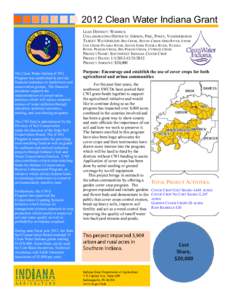 2012 Clean Water Indiana Grant LEAD DISTRICT: WARRICK COLLABORATING DISTRICTS: GIBSON, PIKE, POSEY, VANDERBURGH TARGET WATERSHEDS: BIG CREEK, BAYOU CREEK OHIO RIVER, STONE COE CREEK-PATOKA RIVER, SOUTH FORK PATOKA RIVER,