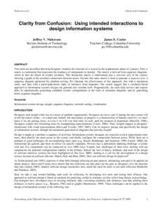 Nickerson et al.  Clarity from Confusion Clarity from Confusion: Using intended interactions to design information systems