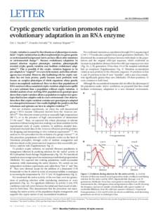 LETTER  doi:nature10083 Cryptic genetic variation promotes rapid evolutionary adaptation in an RNA enzyme