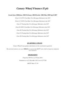 Canary Wharf Finance II plc Issued June 2000/June 2001/February 2002/October 2002/May 2005/April 2007 Class A1 6.455% Fixed Rate First Mortgage Debentures due 2033 Class A3 5.952% Fixed Rate First Mortgage Debentures due