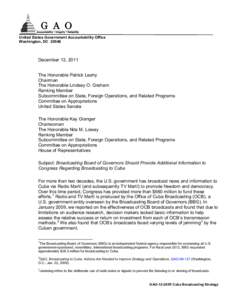 GAO-12-243R Broadcasting Board of Governors Should Provide Additional Information to Congress Regarding Broadcasting to Cuba