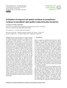 Physical geography / Groundwater recharge / Aquifer / Groundwater / Water table / Evapotranspiration / Hydrogeology / Water content / Vadose zone / Hydrology / Water / Earth