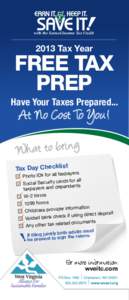 with the Earned Income Tax Credit[removed]Tax Year FREE TAX PREP