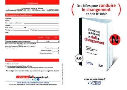 (  BON DE COMMANDE À renvoyer par courrier ou télécopie aux Presses de l’EHESP - CSRennes cedex - Fax