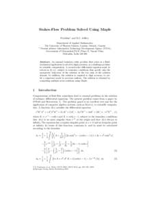 Stokes-Flow Problem Solved Using Maple Pratibha1 and D.J. Jeﬀrey 1  Department of Applied Mathematics,