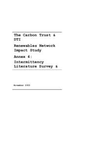 The Carbon Trust & DTI Renewables Network Impact Study Annex 4: Intermittency