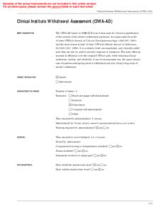 Ethics / Clinical Institute Withdrawal Assessment / Alcohol detoxification / Alcoholism / Methadone / Diagnostic and Statistical Manual of Mental Disorders / Alcohol abuse / Psychiatry / Addiction