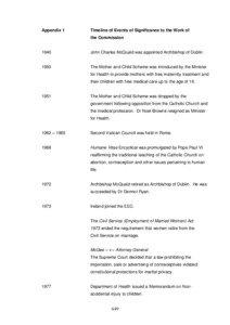 Appendix 1  Timeline of Events of Significance to the Work of