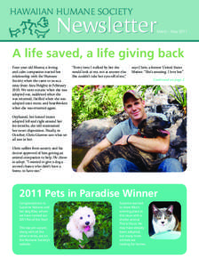 HAWAIIAN HUMANE SOCIETY  Newsletter March – May 2011