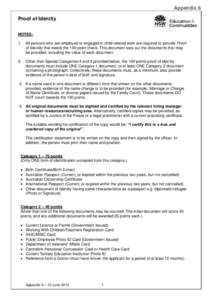 Appendix 6 Proof of Identity NOTES: 1.  All persons who are employed or engaged in child-related work are required to provide Proof