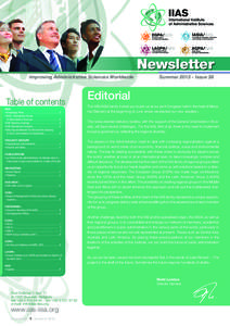 Newsletter Improving Administrative Sciences Worldwide Table of contents IIAS : • Knowledge Portal ...................................................................... 2