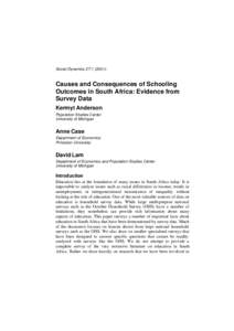 Social Dynamics 27:):  Causes and Consequences of Schooling Outcomes in South Africa: Evidence from Survey Data Kermyt Anderson