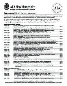 A Chapter of the American Institute of Architects  Documents Price List, prices as of March 1, 2014 The AIA provides free PDF copies certain Documents and Guides, General Guides, and Guides to Amendments and Supplementar