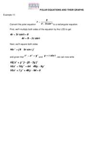 POLAR EQUATIONS AND THEIR GRAPHS Example 11: Convert the polar equation  to a rectangular equation.