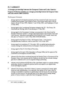 P6_TA[removed]A stronger partnership between the European Union and Latin America European Parliament resolution on a stronger partnership between the European Union and Latin America[removed]INI)) The European Parl