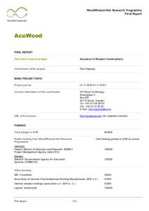 WoodWisdom-Net Research Programme Final Report AcuWood FINAL REPORT Title of the research project