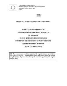 Report extract in respect of a Food and Veterinary Office mission to El Salvador from 30 September to 4 October 2002 concer...