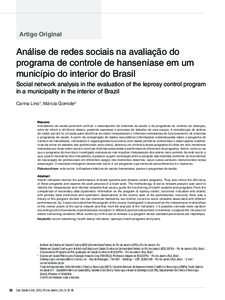 Artigo Original  Análise de redes sociais na avaliação do programa de controle de hanseníase em um município do interior do Brasil Social network analysis in the evaluation of the leprosy control program