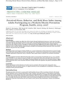 Preventing Chronic Disease