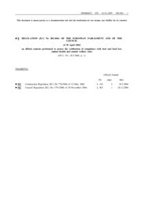 2004R0882 — EN —  —  — 1 This document is meant purely as a documentation tool and the institutions do not assume any liability for its contents ►B  REGULATION (EC) NoOF THE EUROPEAN 