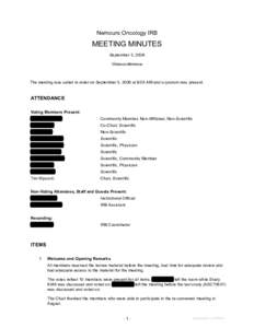 Nemours Oncology IRB  MEETING MINUTES September 3, 2008 Videoconference