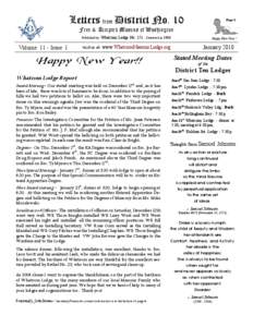 Letters from District No. 10  Page 1 Free & Accepted Masons of Washington Published by: Whatcom