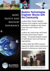 Bastion Technologies MSFC Engineer Shares with Safety and the Community Mission Assurance