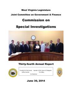 West Virginia Legislature Joint Committee on Government & Finance Commission on Special Investigations