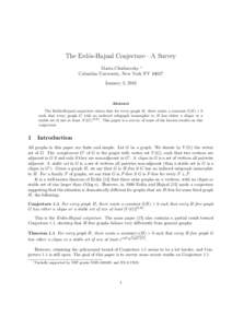 The Erd¨os-Hajnal Conjecture—A Survey Maria Chudnovsky ∗ Columbia University, New York NY 10027