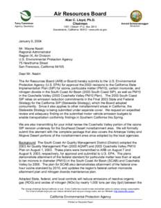 Correspondence:  Submittal Letter to U.S. EPA -- South Coast and Coachella Valley SIPs