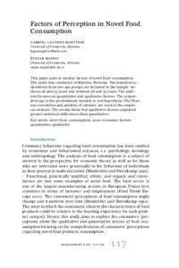 Factors of Perception in Novel Food Consumption gabriel lagunes martínez University of Primorska, Slovenia 