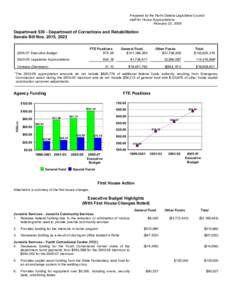 Prepared by the North Dakota Legislative Council staff for House Appropriations February 23, 2005 Department[removed]Department of Corrections and Rehabilitation Senate Bill Nos. 2015, 2023