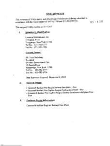 510(k) SUMMARY submitted in This summary of 5 10(k) safety and effectiveness information is being accordance with the requirements of SMDA 1990 and 21 CFR §[removed]OCT