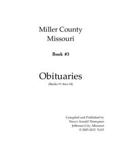 Miller County Missouri Book #3 Obituaries (Books #1 thru #4)