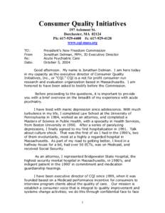 Consumer Quality Initiatives 197 Ashmont St. Dorchester, MA[removed]Ph: [removed]fx: [removed]www.cqi-mass.org TO: