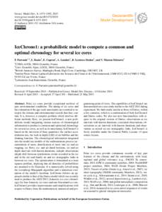 Geosci. Model Dev., 8, 1473–1492, 2015 www.geosci-model-dev.netdoi:gmd © Author(sCC Attribution 3.0 License.  IceChrono1: a probabilistic model to compute a common and