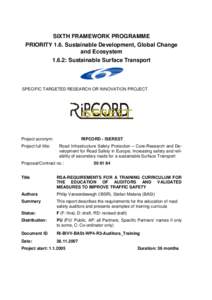 SIXTH FRAMEWORK PROGRAMME PRIORITY 1.6. Sustainable Development, Global Change and Ecosystem 1.6.2: Sustainable Surface Transport  SPECIFIC TARGETED RESEARCH OR INNOVATION PROJECT