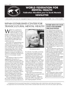 Issue 3, 2006  WORLD FEDERATION FOR MENTAL HEALTH Fédération Mondiale pour la Santé Mentale