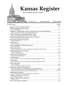 Kansas Register Kris W. Kobach, Secretary of State Vol. 33, No. 47  In this issue . . .