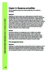 Chapter 11: Mangroves and saltflats This fire vegetation group occurs along intertidal flats and is subject to inundation. Brigalow Belt Bioregion of Queensland: Chapter 11—Mangroves and saltflats