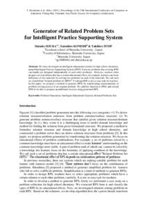 T. Hirashima et al. (EdsProceedings of the 19th International Conference on Computers in Education. Chiang Mai, Thailand: Asia-Pacific Society for Computers in Education Generator of Related Problem Sets for I