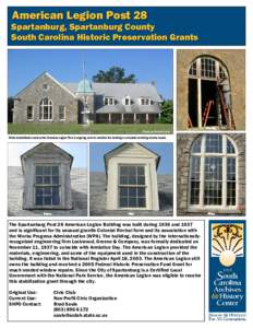 American Legion Post 28 Spartanburg, Spartanburg County South Carolina Historic Preservation Grants During Before