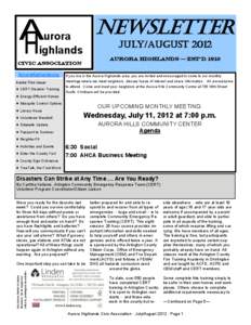 NEWSLETTER  urora ighlands  JuLY/AUGUST 2012