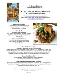A Sneak Peek at Recipes Featured In… Cleo Coyle’s Roast Mortem A Coffeehouse Mystery For free bonus recipes and the chance to win