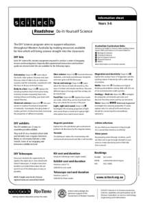 Information sheet  Years 3–6 Roadshow Do-It-Yourself Science