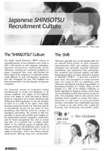 Japanese SHINSOTSU Recruitment Culture Hiten Amin Reports - Tokyo, Japan The ‘SHINSOTSU’ Culture