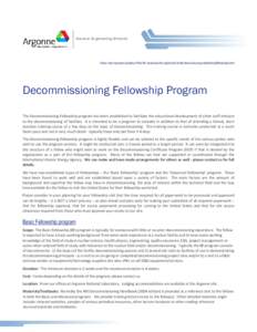 Decommissioning Fellowship Program