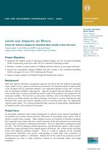 CRC FOR CATCHMENT HYDROLOGYCurrent ProjectsFor further information